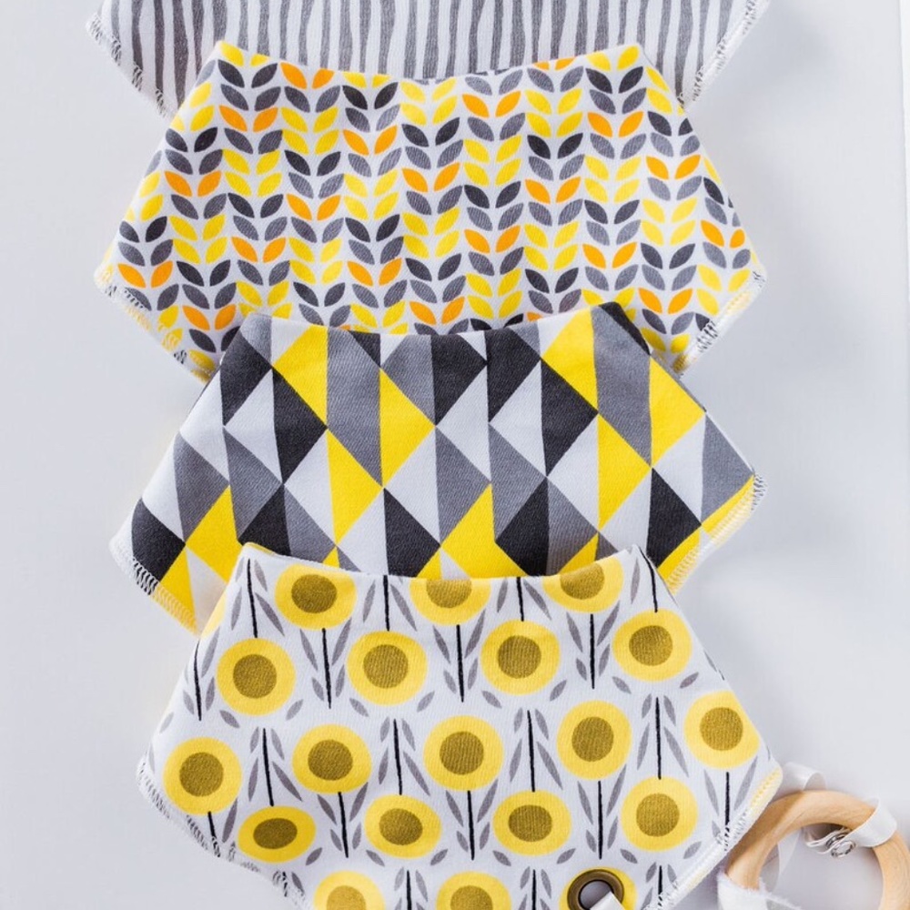 Sunflower 4pk - Dribble Bibs w/ Chewy Clips